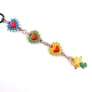 Hearts Mushroom Glass Bead Handmade Car Charm Suncatcher CC124